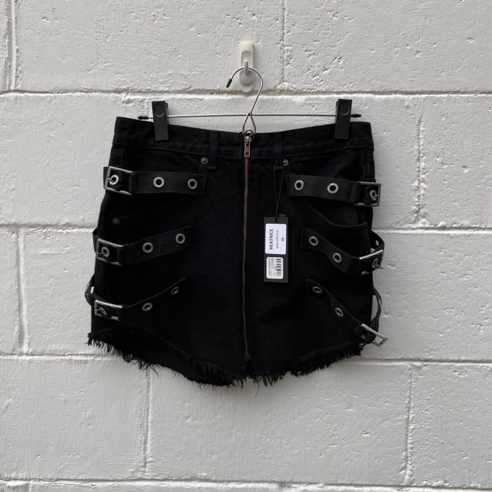 Carmar Black Belted Studded Mini Skirt